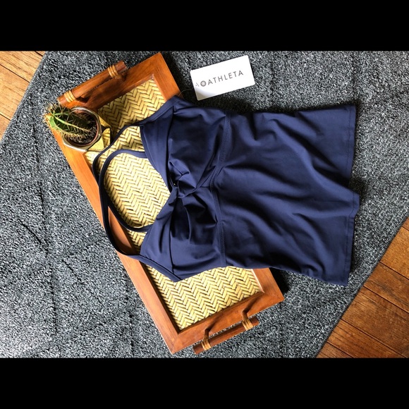 NWT Dark Blue Athleta 32 D/DD Twist Up Tankini Top - Picture 2 of 4